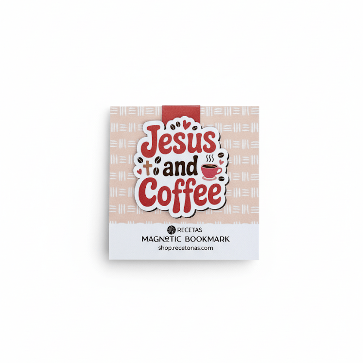 Jesus and Coffee Magnetic Bookmark - Recetas Fair Trade