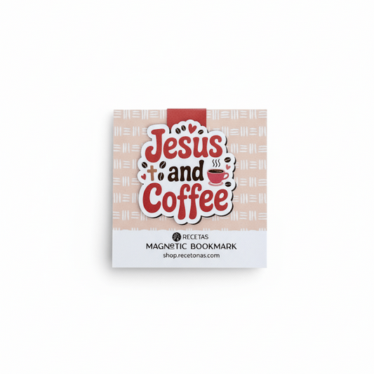 Jesus and Coffee Magnetic Bookmark - Recetas Fair Trade