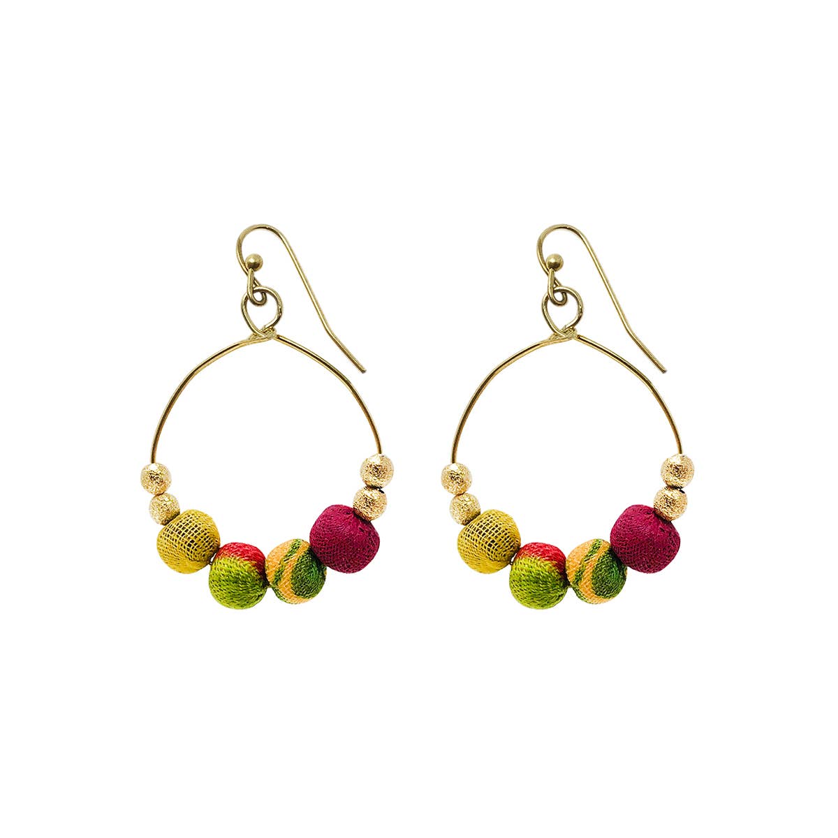 Kantha Petite Gilded Hoops - Recetas Fair Trade