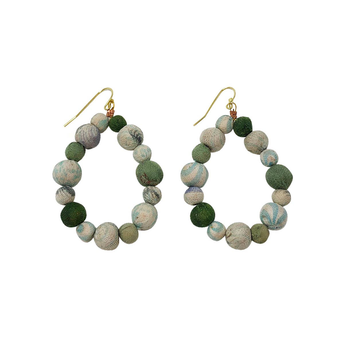 Kantha Waves Teardrop Earrings - Recetas Fair Trade