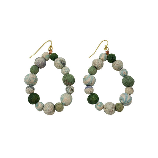 Kantha Waves Teardrop Earrings - Recetas Fair Trade