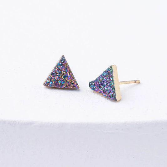 Kyra Multicolored Druzy Stud Earrings - Recetas Fair Trade