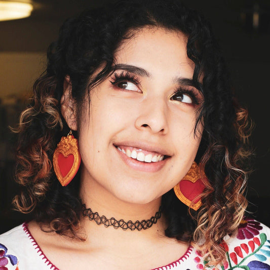 Large Sacred Heart Earrings - Recetas Fair Trade
