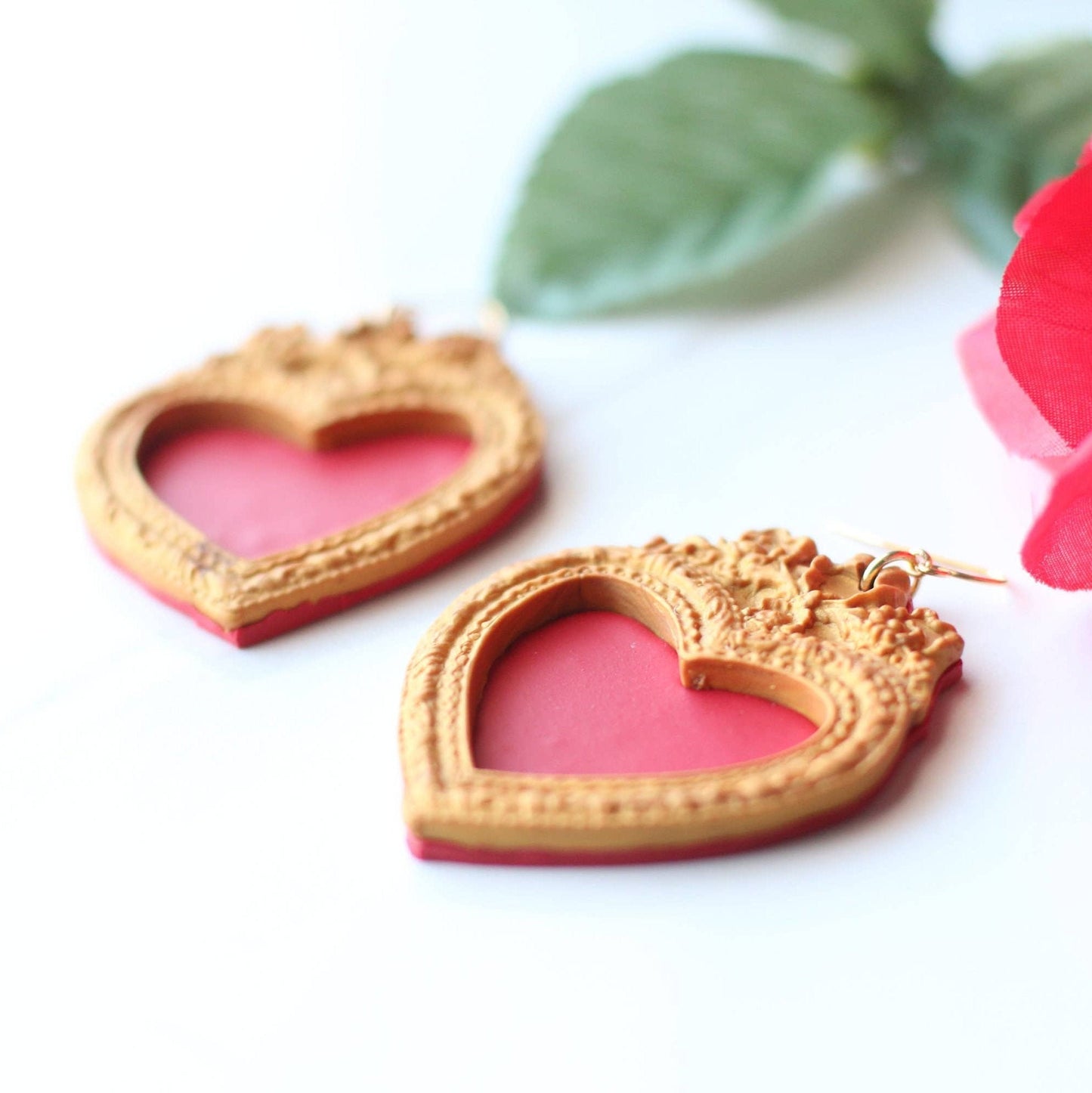 Large Sacred Heart Earrings - Recetas Fair Trade