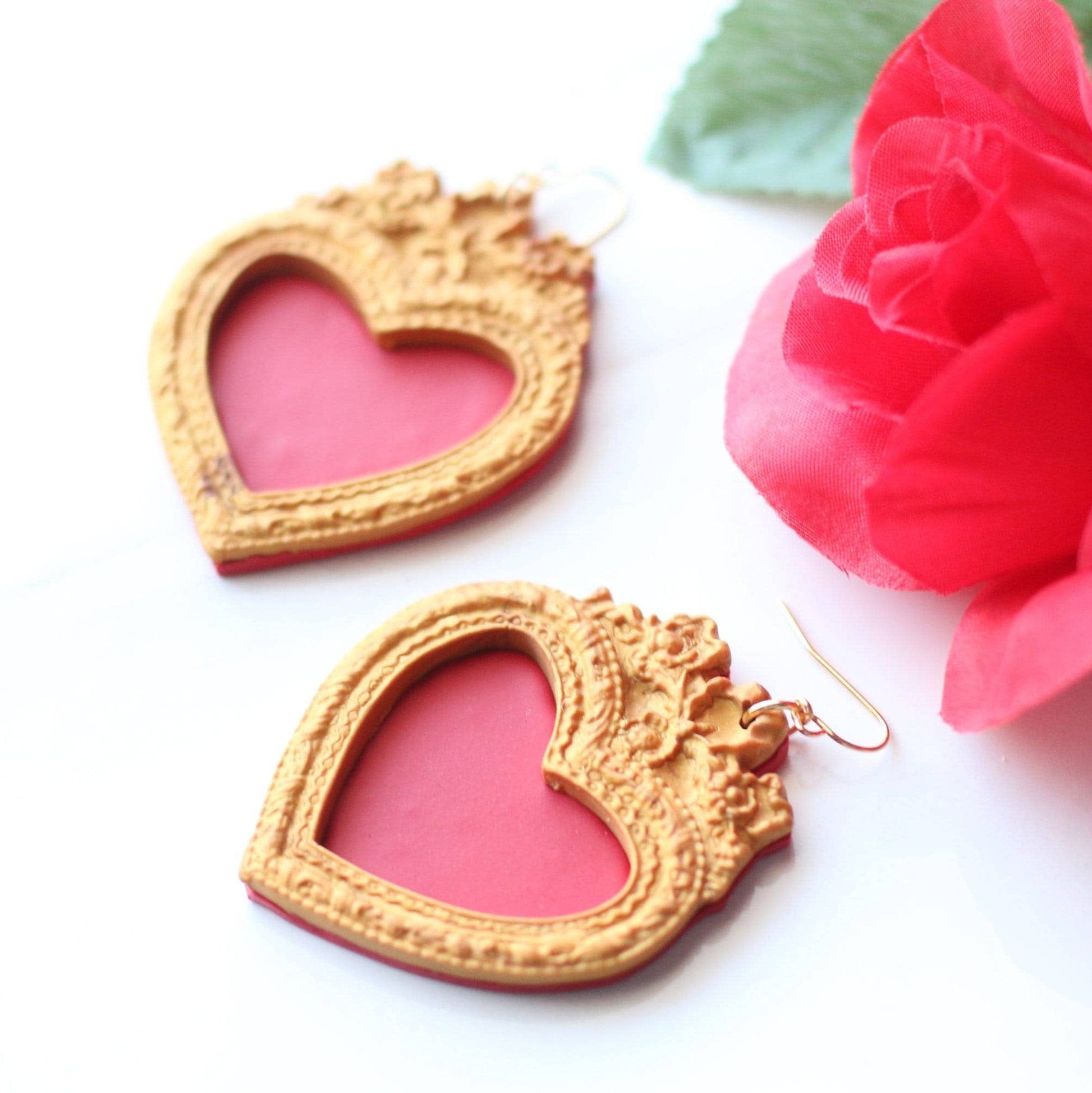 Large Sacred Heart Earrings - Recetas Fair Trade