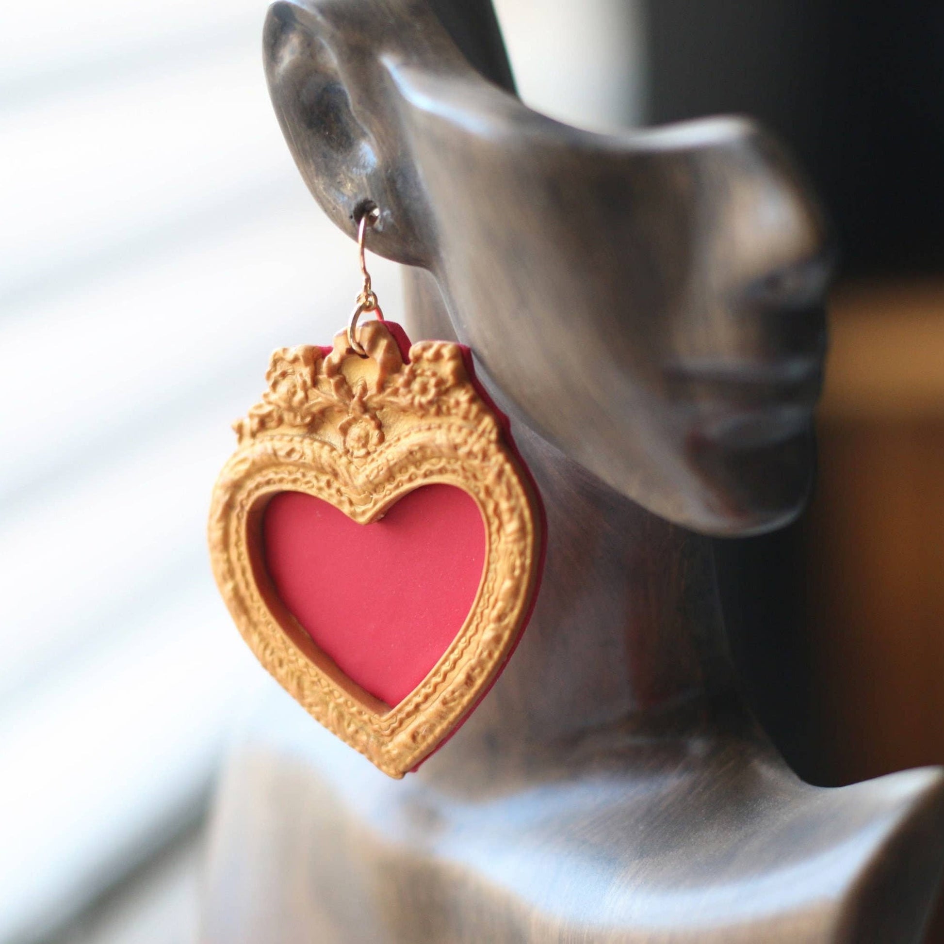 Large Sacred Heart Earrings - Recetas Fair Trade