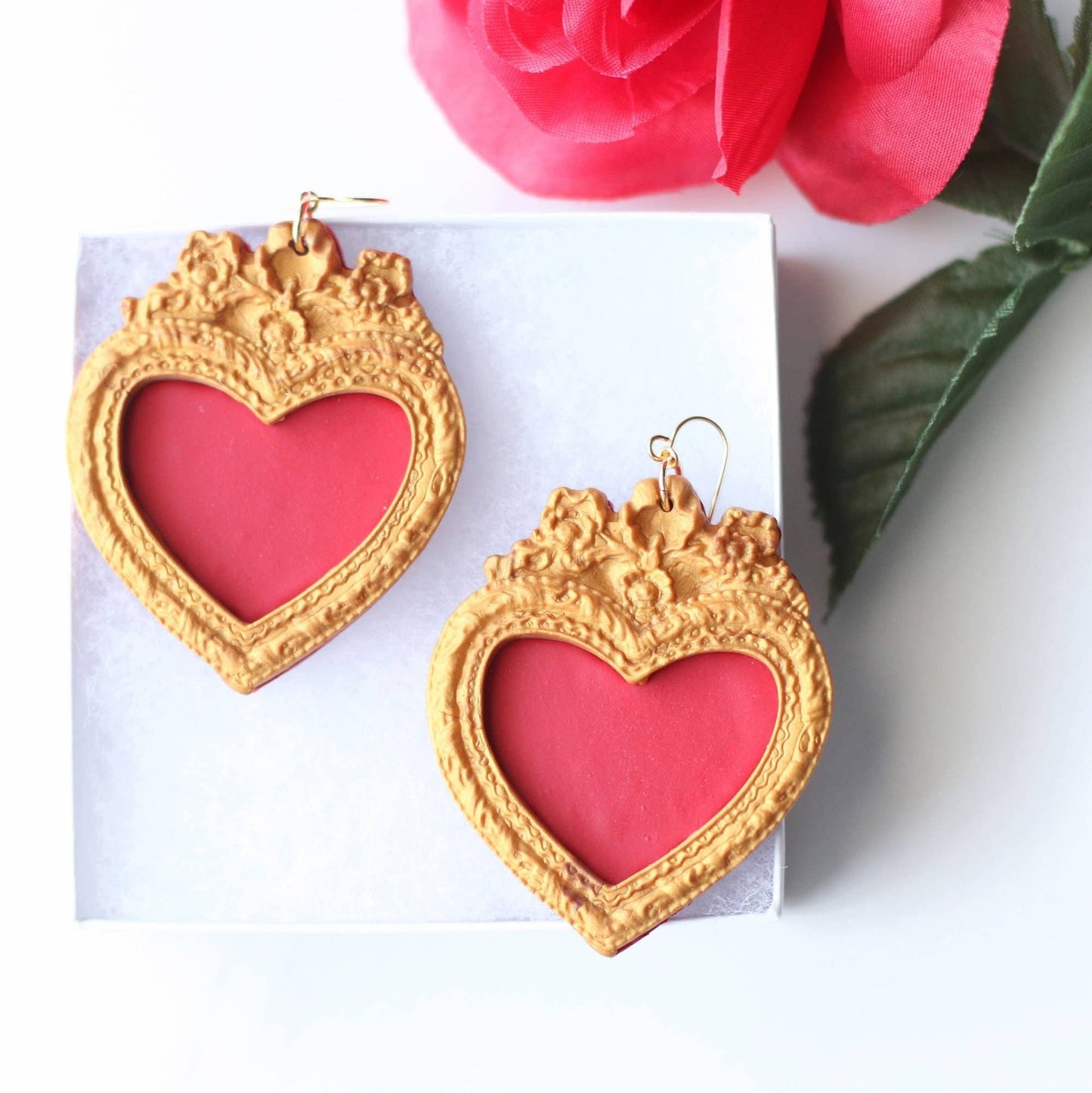 Large Sacred Heart Earrings - Recetas Fair Trade