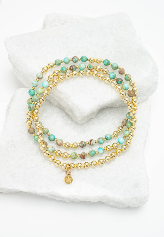 Light We Carry Bracelet Set in Turquoise - Recetas Fair Trade
