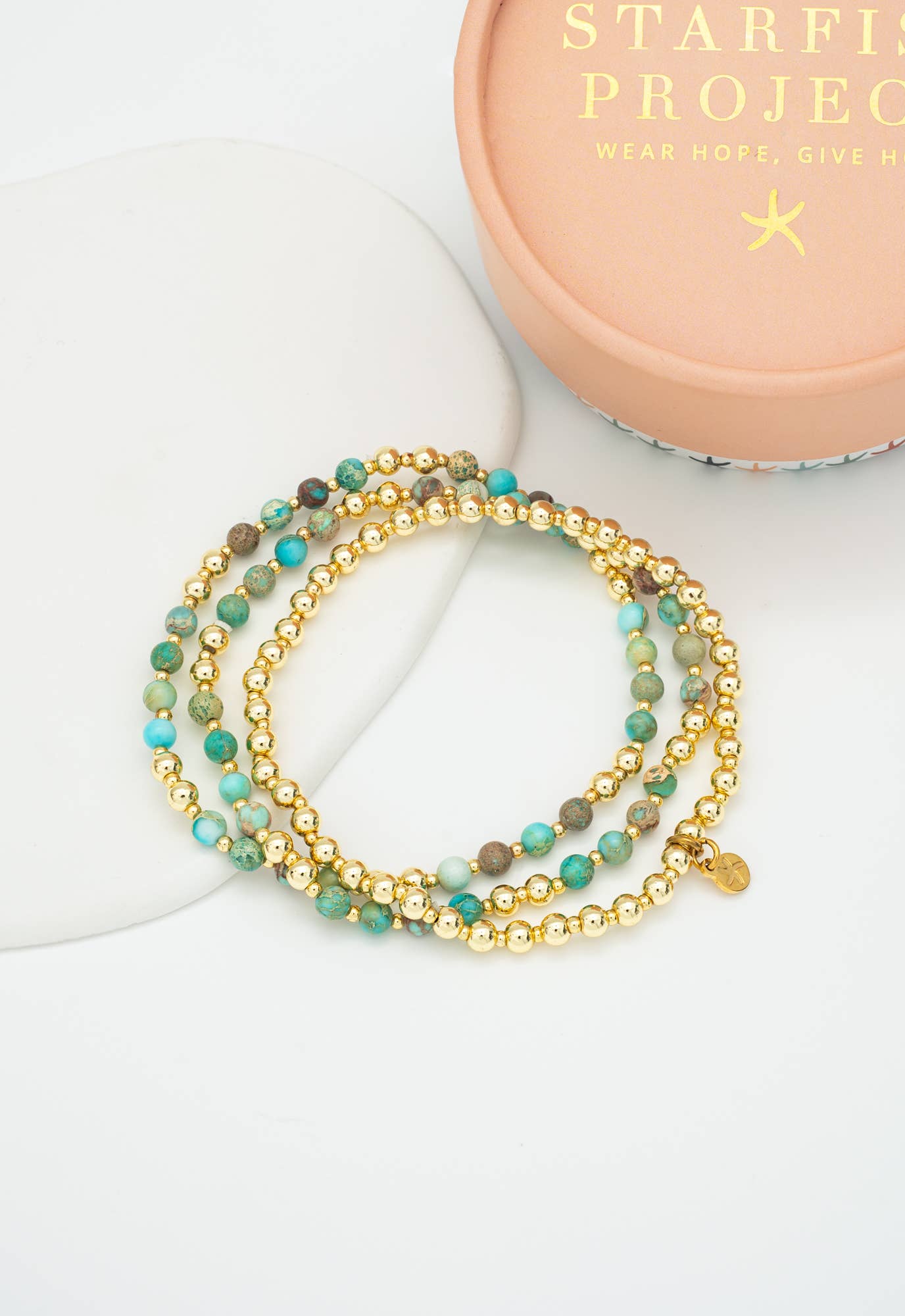 Light We Carry Bracelet Set in Turquoise - Recetas Fair Trade