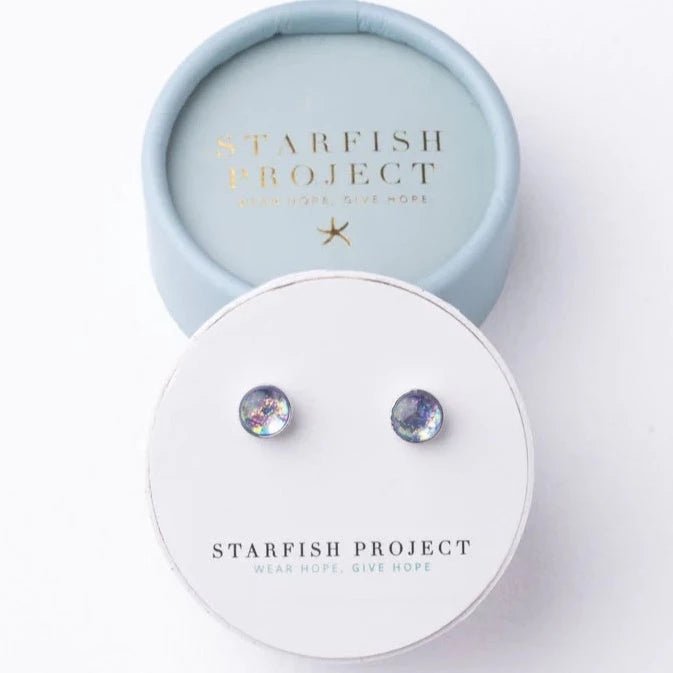 Lora Lavender & Silver Stud Earrings - Recetas Fair Trade