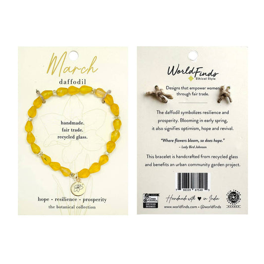March • Birth Flower Bracelet (Stocking Stuffer!) - Recetas Fair Trade