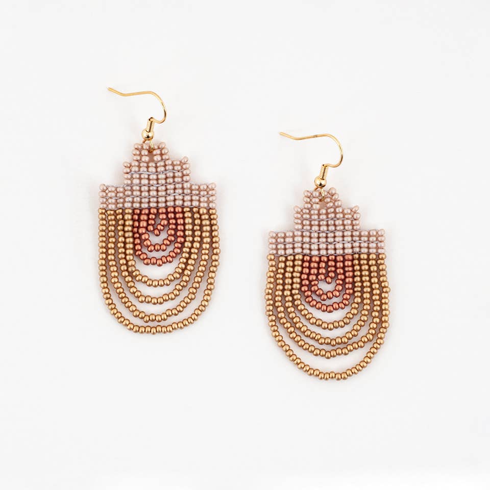Mayan Pyramid Beaded Earrings - Recetas Fair Trade