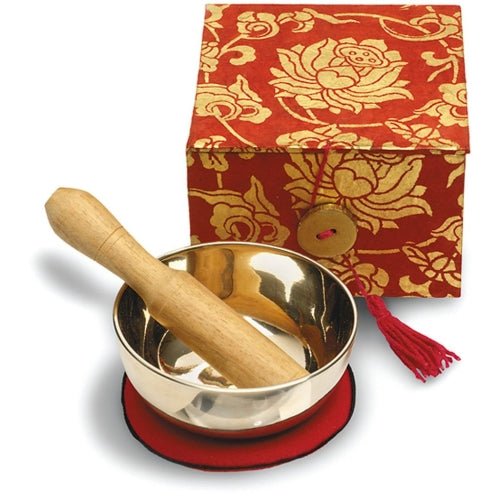 Meditation Bowl Box: 3'' Red Lotus - DZI (Meditation) - Recetas Fair Trade