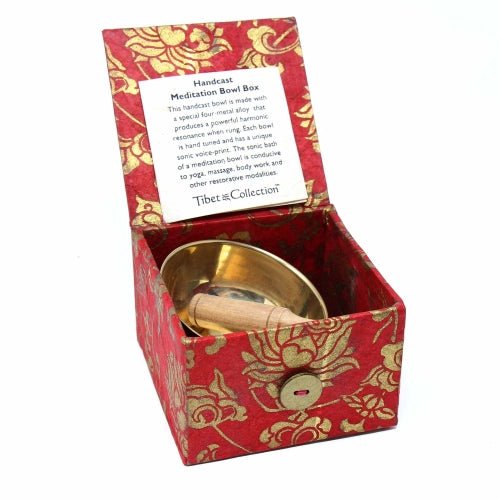 Meditation Bowl Box: 3'' Red Lotus - DZI (Meditation) - Recetas Fair Trade