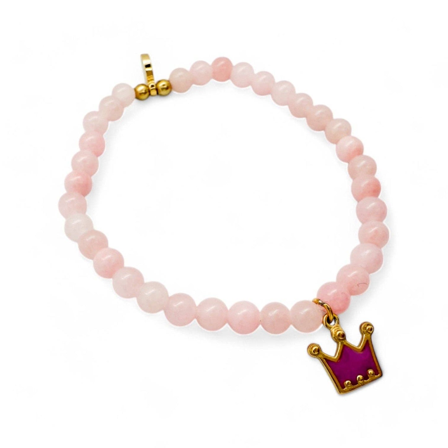 MINI Charm Bracelet - Princess Crown Charm + Rose Quartz - Recetas Fair Trade