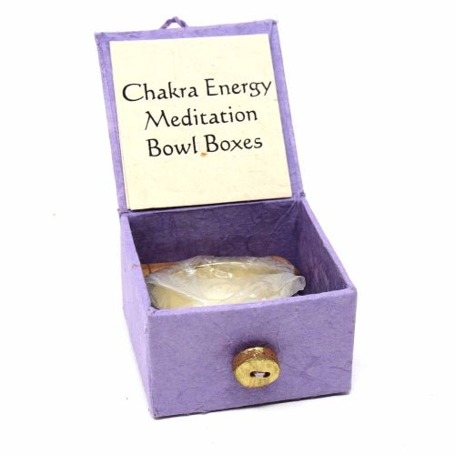 Mini Meditation Bowl Box: 2" Crown Chakra - DZI (Meditation) - Recetas Fair Trade
