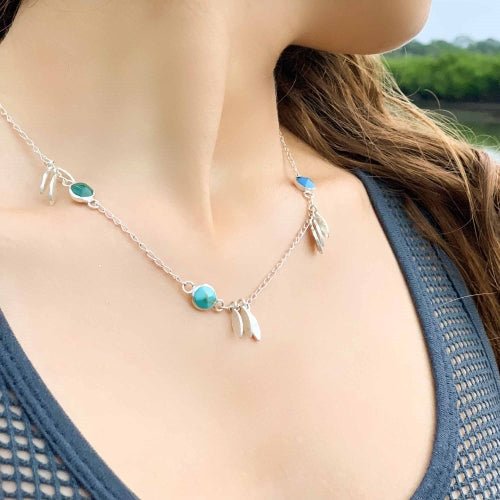 Necklace, Feathers and Turquoise - Recetas Fair Trade