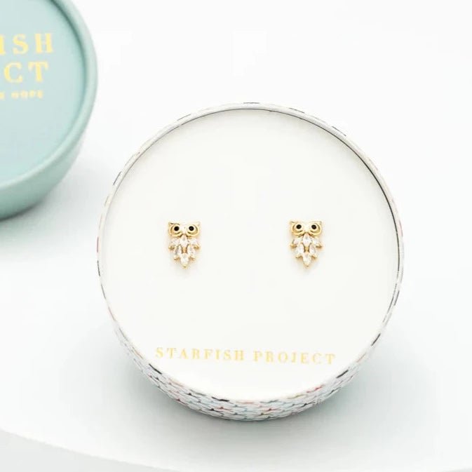 Owl Zircon Studs - Recetas Fair Trade