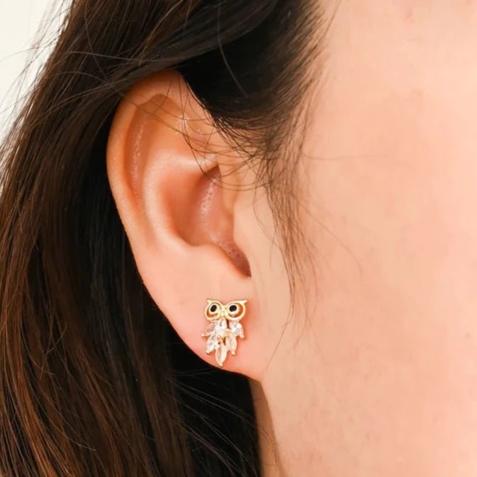 Owl Zircon Studs - Recetas Fair Trade