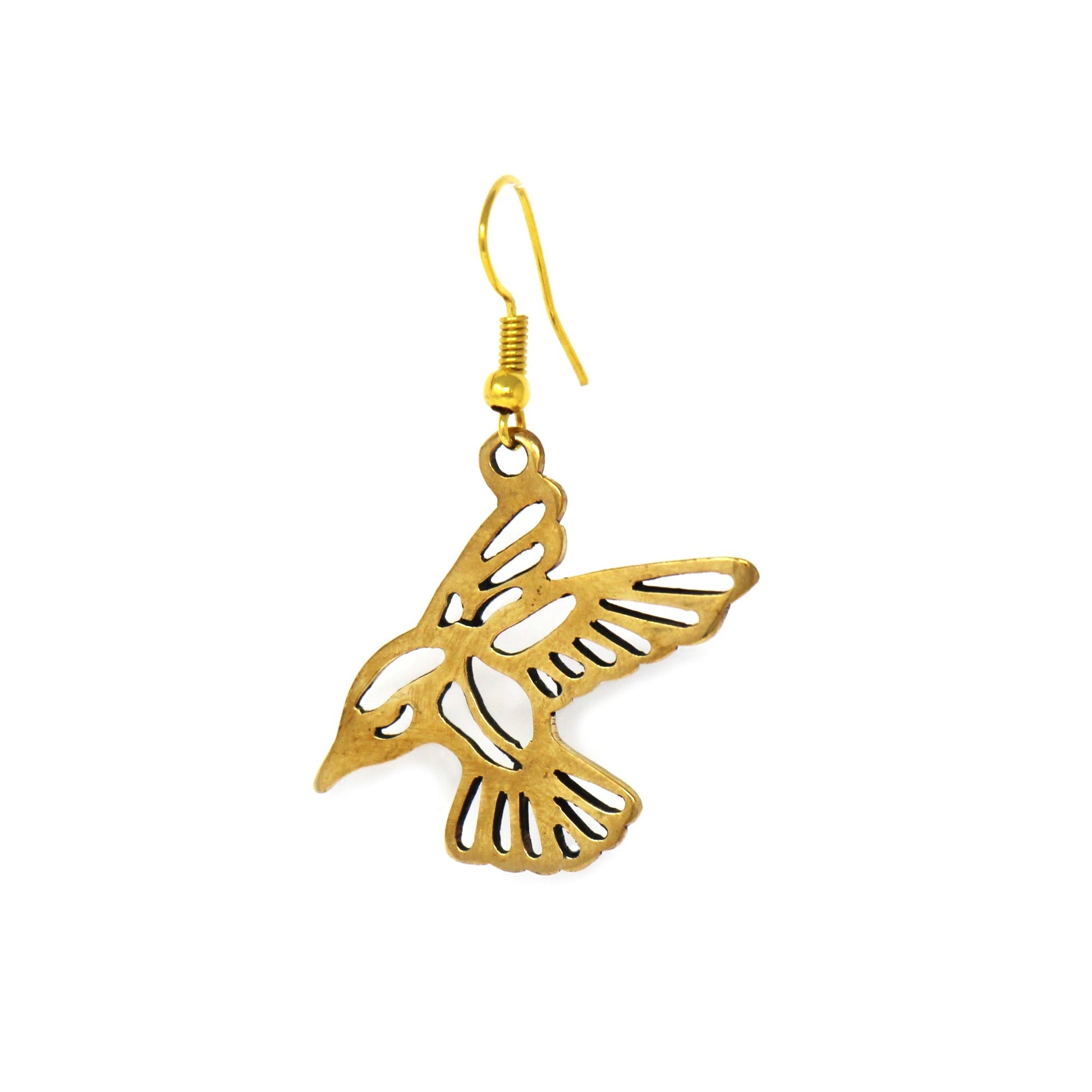 Pair of Birds in Tumbaga Gold Drop Earrings - Recetas Fair Trade