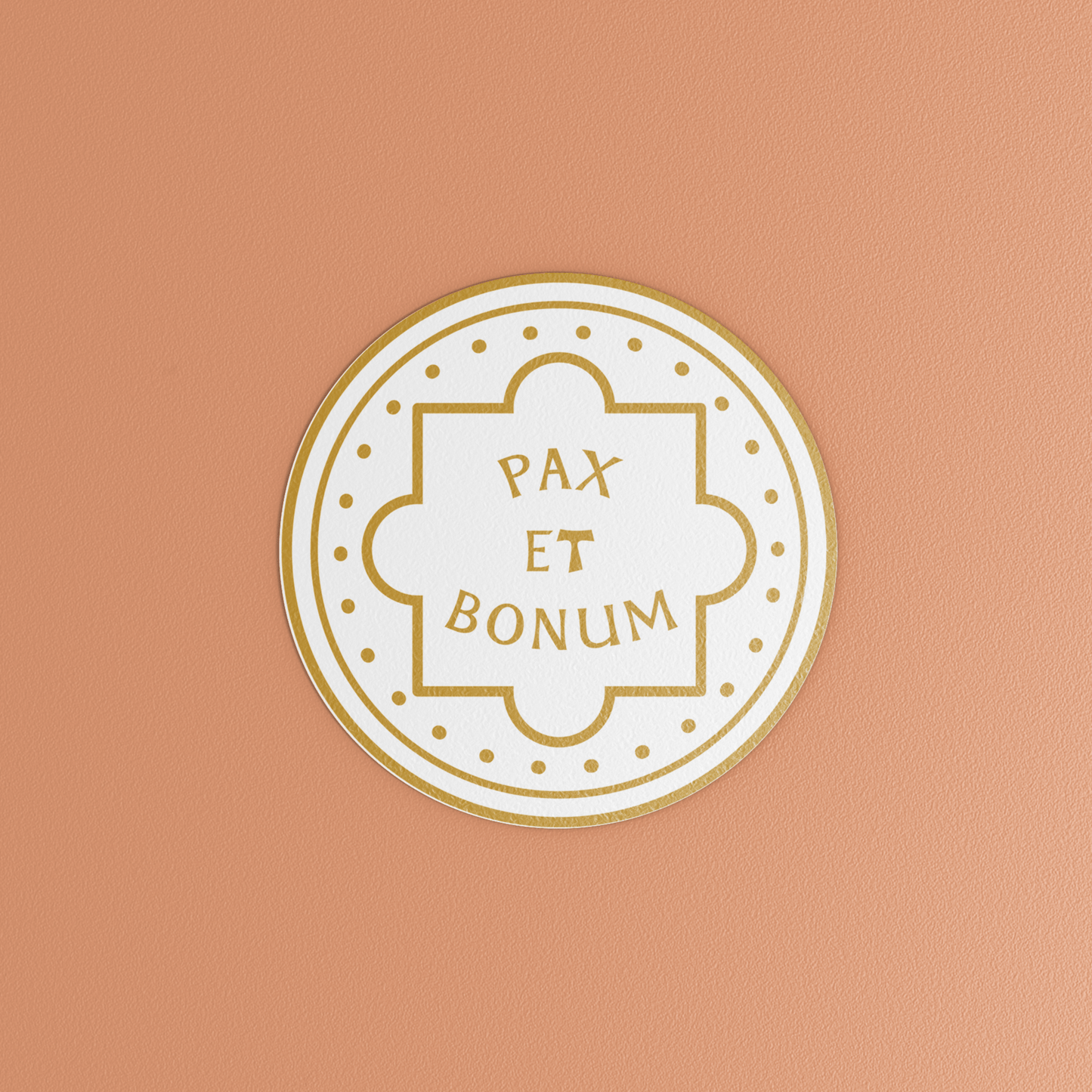 Pax et Bonum Eco-Safe Sticker - Gold - Recetas Fair Trade