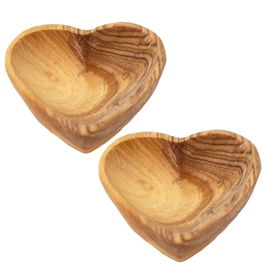 Petite Olive Wood Heart Bowls - Pack of 2 - Recetas Fair Trade