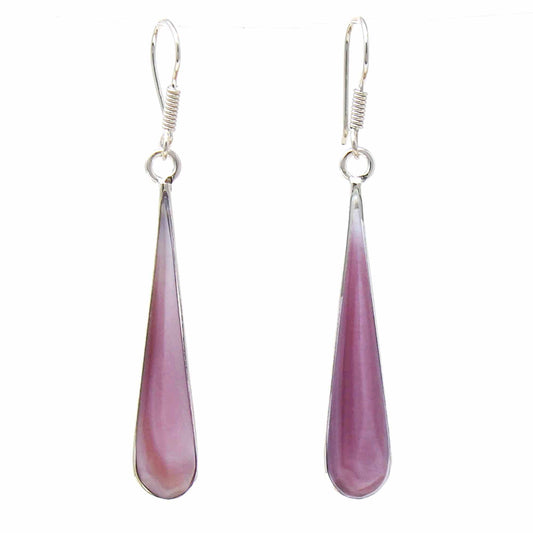 Pink Clam Shell Elongated Teardrop Earrings - Recetas Fair Trade