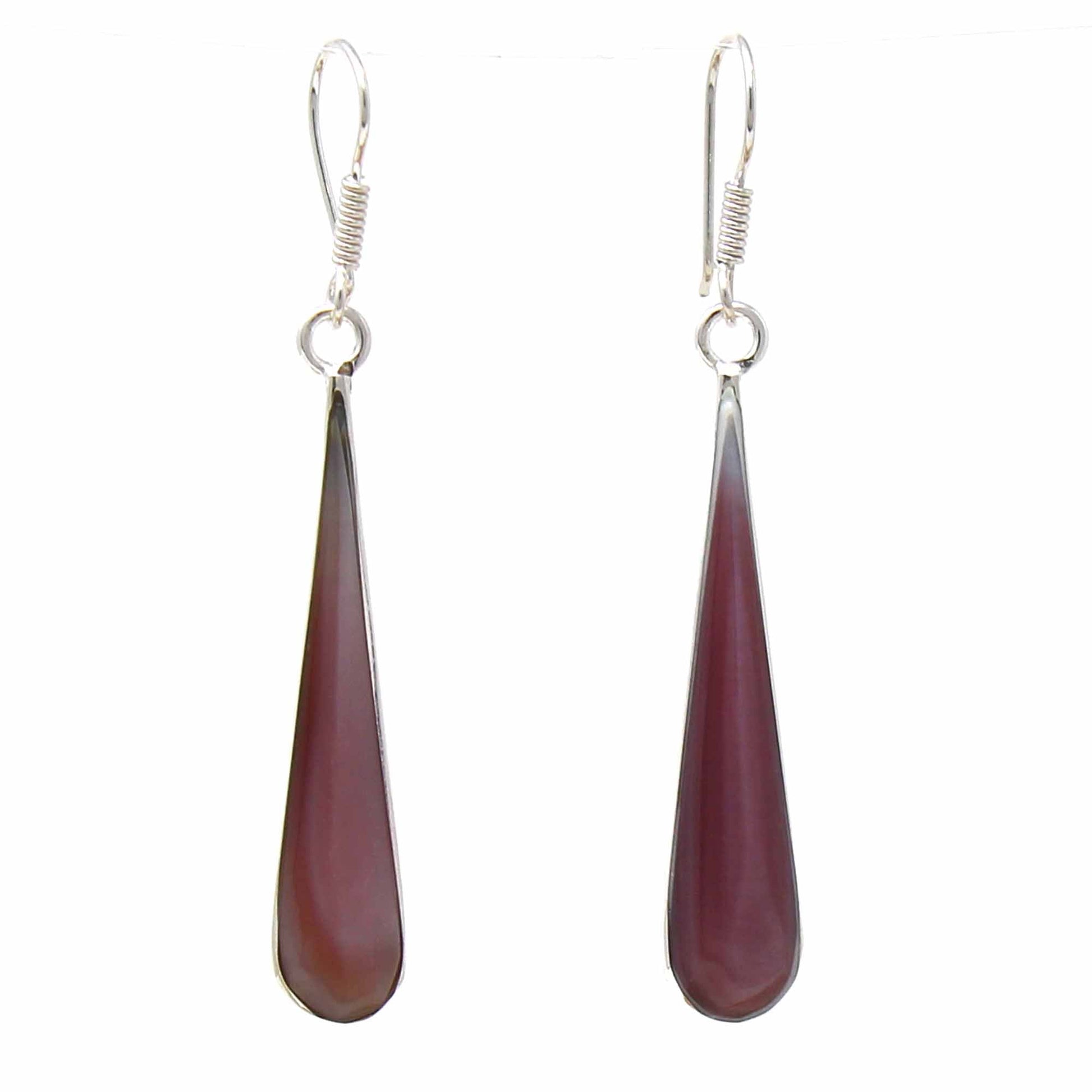 Pink Clam Shell Elongated Teardrop Earrings - Recetas Fair Trade