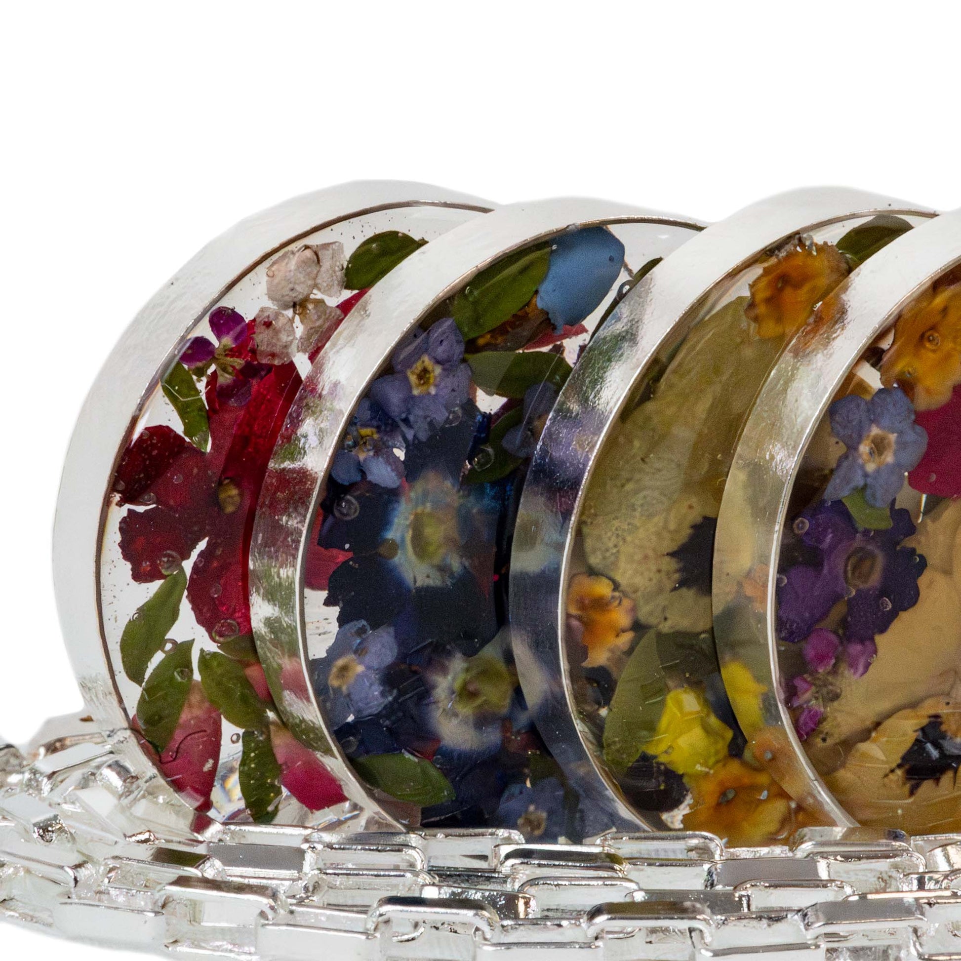 Pressed Flower Crescent Stud Earrings - Recetas Fair Trade