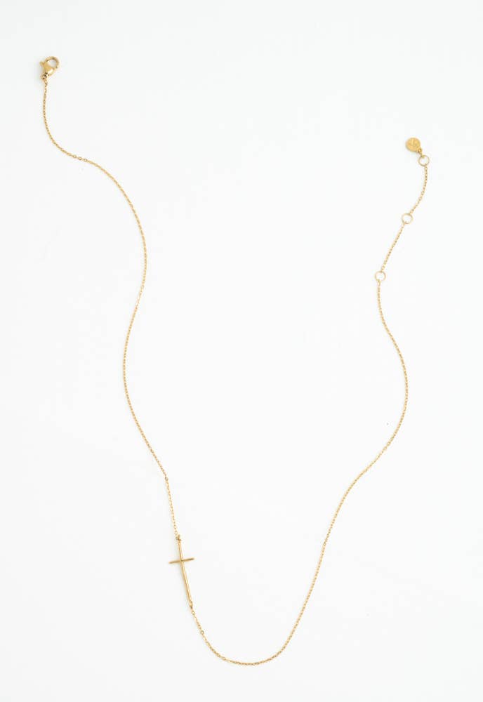 Radiant Cross Necklace in Gold - Recetas Fair Trade