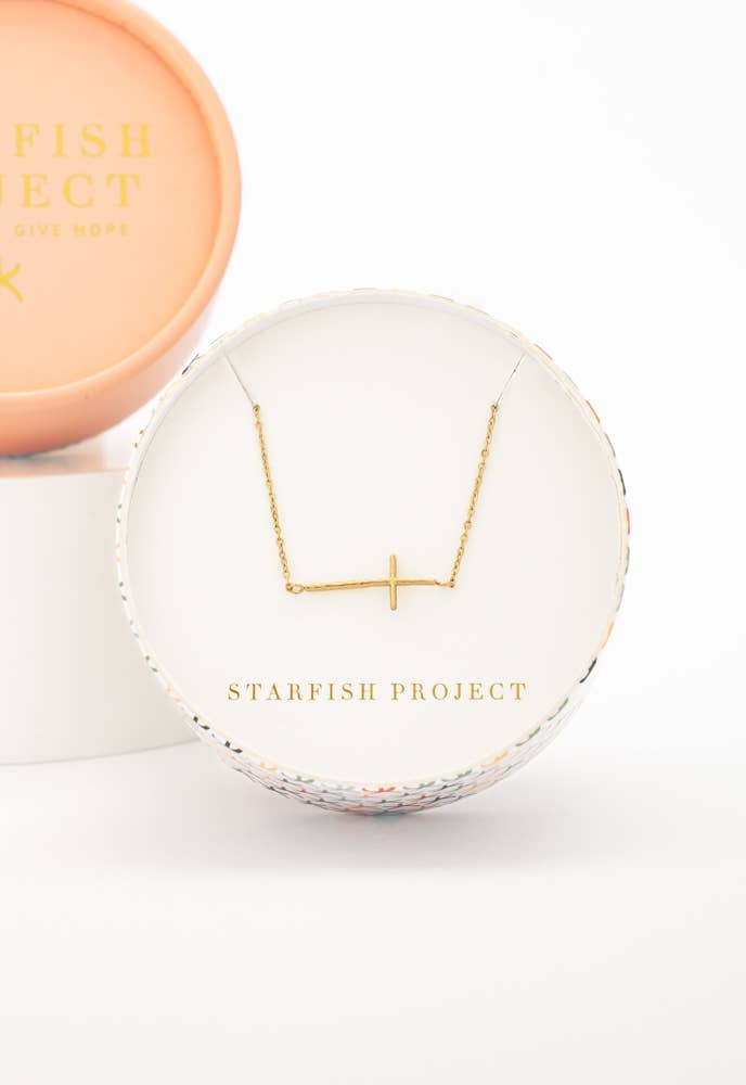 Radiant Cross Necklace in Gold - Recetas Fair Trade