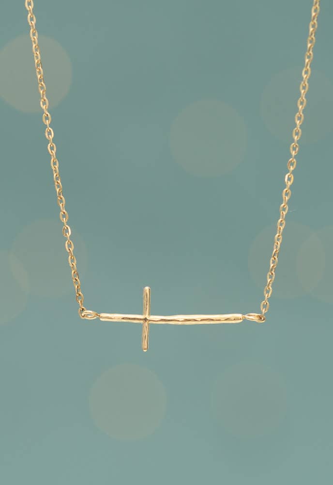 Radiant Cross Necklace in Gold - Recetas Fair Trade
