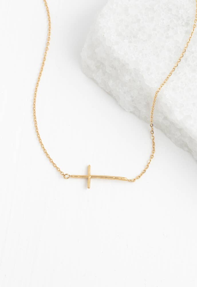 Radiant Cross Necklace in Gold - Recetas Fair Trade