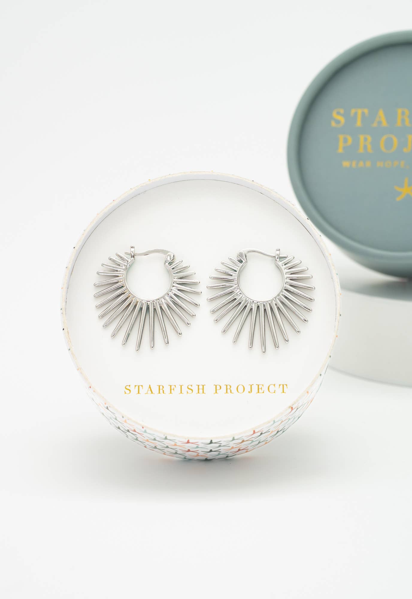 Radiant Rise Hoops in Platinum - Recetas Fair Trade