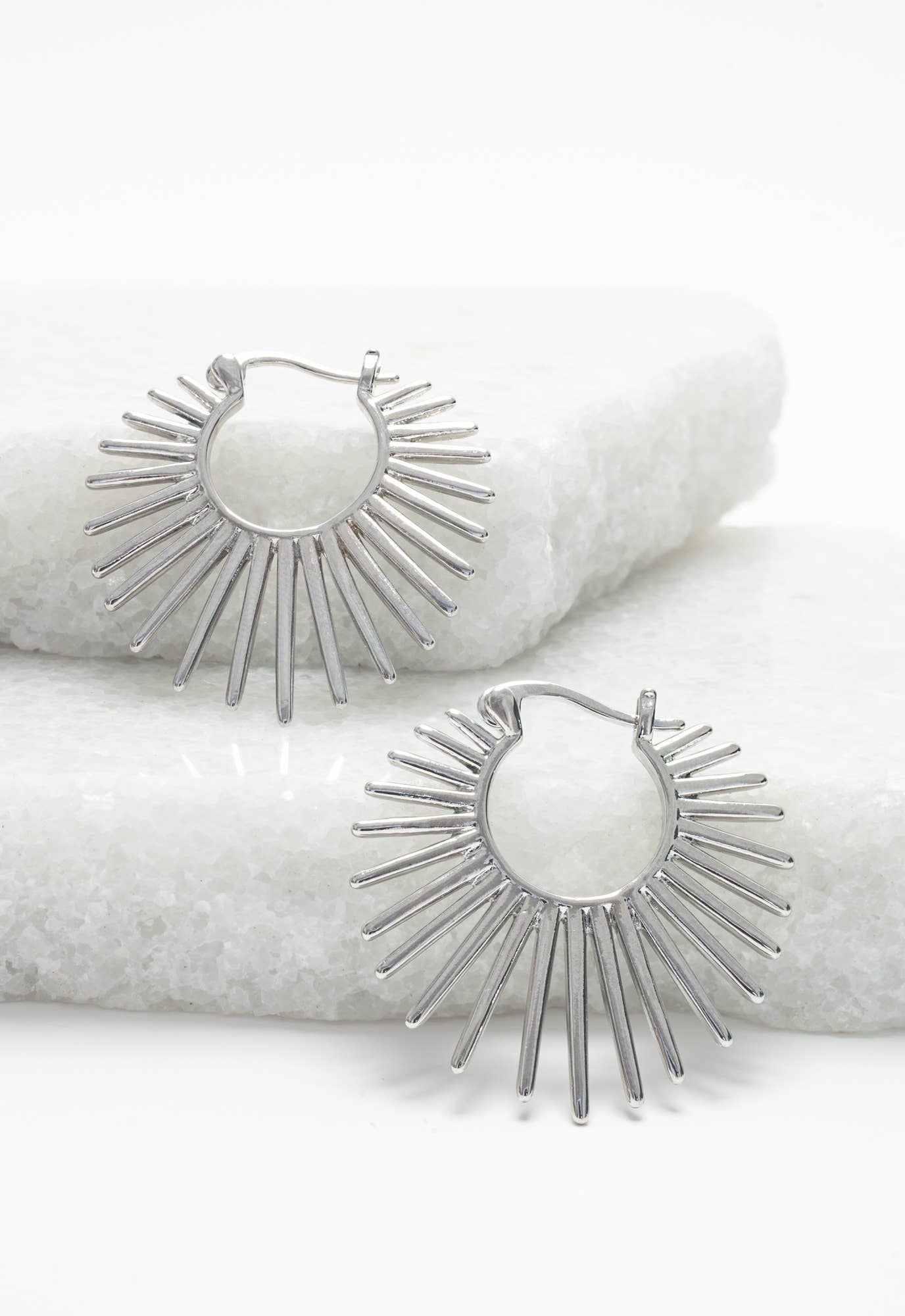 Radiant Rise Hoops in Platinum - Recetas Fair Trade
