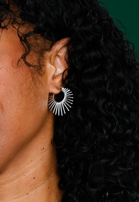 Radiant Rise Hoops in Platinum - Recetas Fair Trade