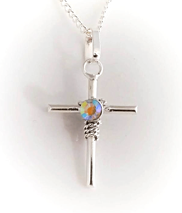 Rebozo Crosses with Crystal on 18' Silver Chain - Recetas Fair Trade