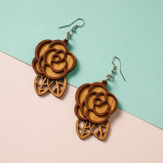 Rosas Langka Wood Earrings - Recetas Fair Trade