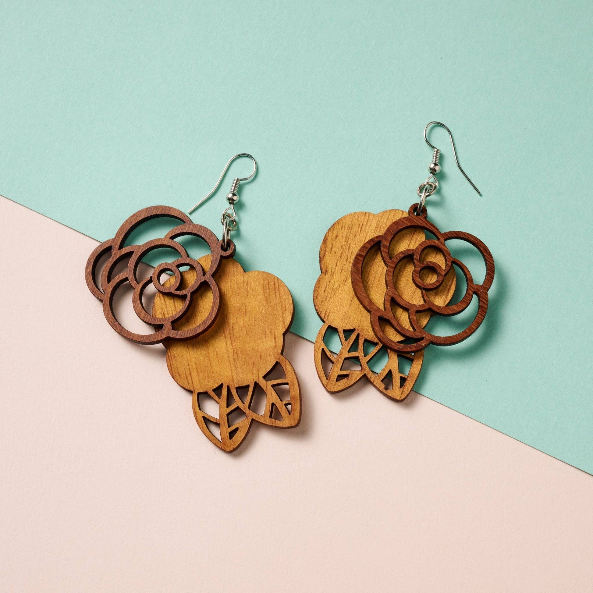 Rosas Langka Wood Earrings - Recetas Fair Trade