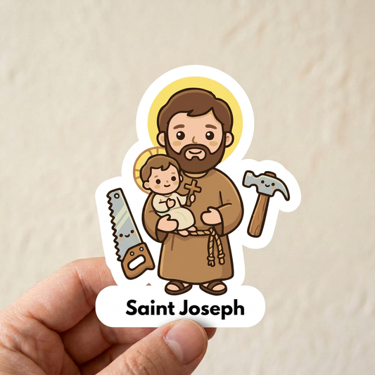 Saint Joseph sticker mockup