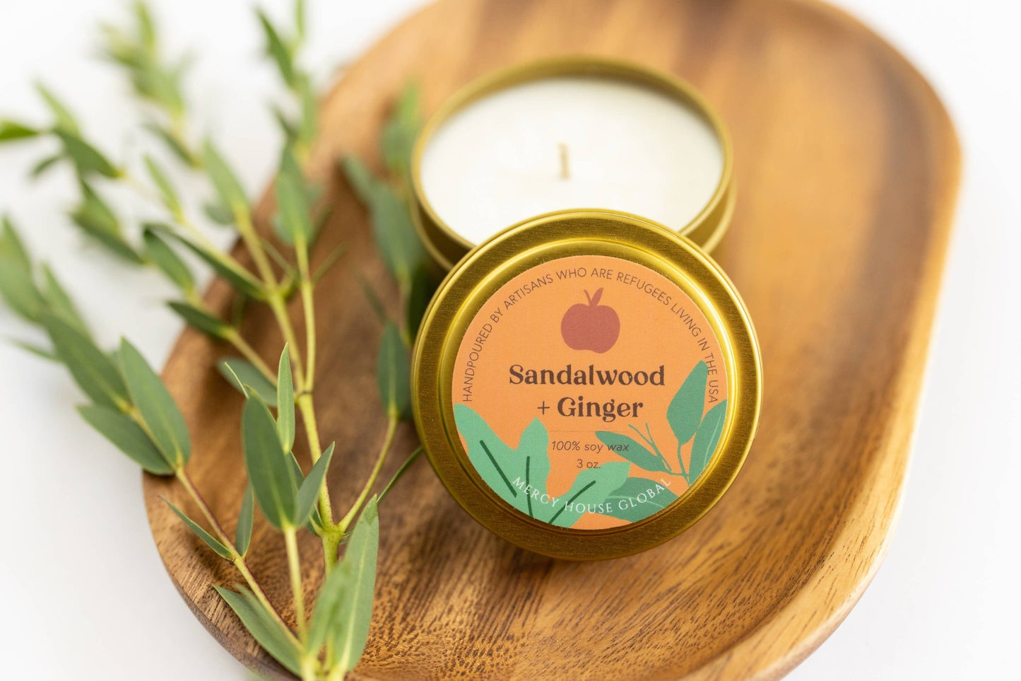 Sandalwood + Ginger Apple Candle | 3 oz Tin - Recetas Fair Trade