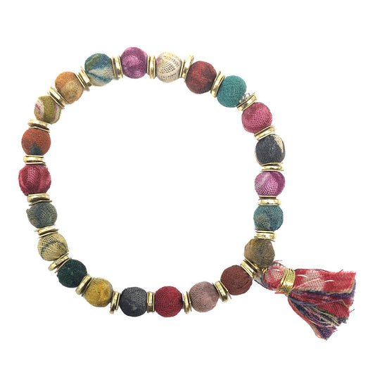 Sequined Kantha Tassel Bracelet - Recetas Fair Trade