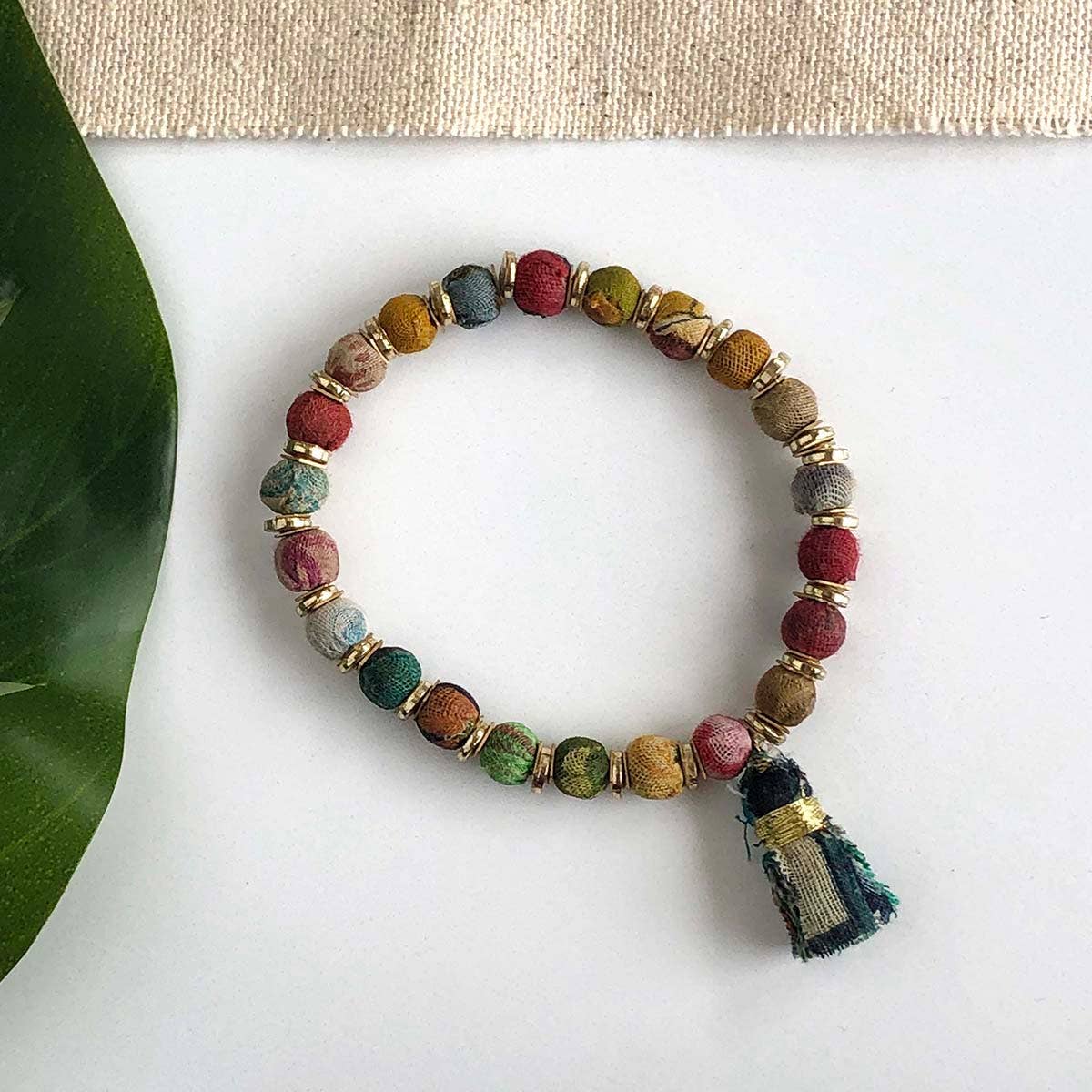 Sequined Kantha Tassel Bracelet - Recetas Fair Trade