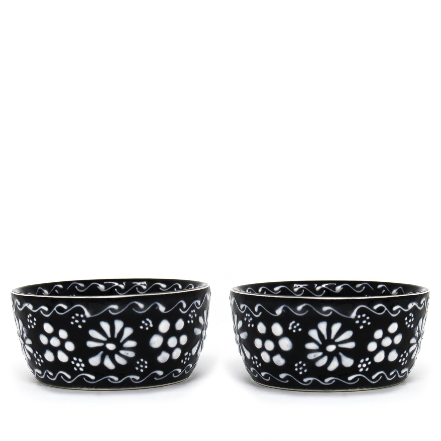 Set of 2 Encantada Handmade Pottery Appetizer & Dip Bowl, Ink - Recetas Fair Trade