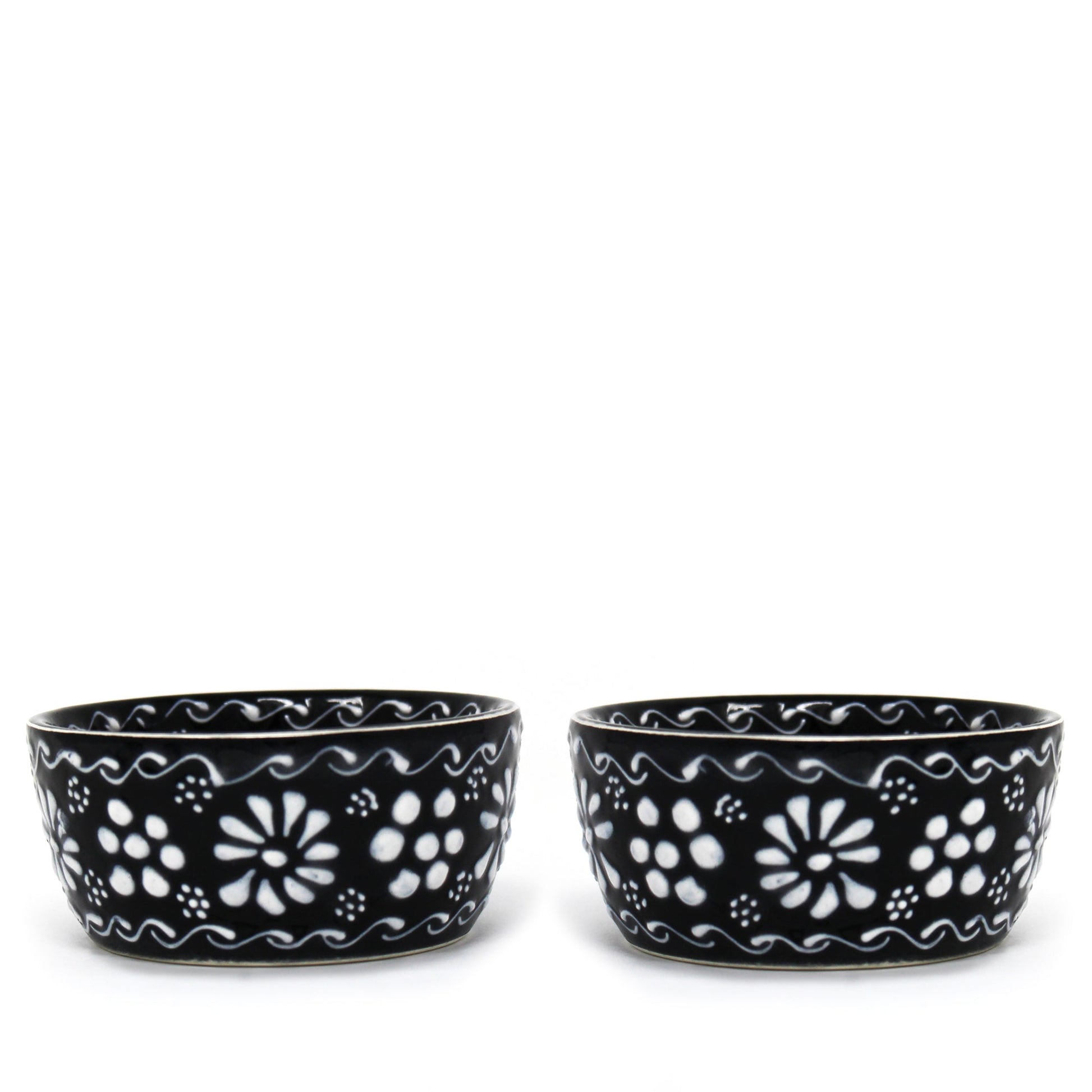 Set of 2 Encantada Handmade Pottery Appetizer & Dip Bowl, Ink - Recetas Fair Trade