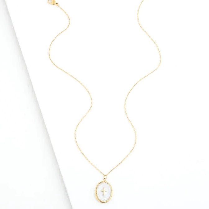 Shine Bright Cross Pendant in Ivory - Recetas Fair Trade