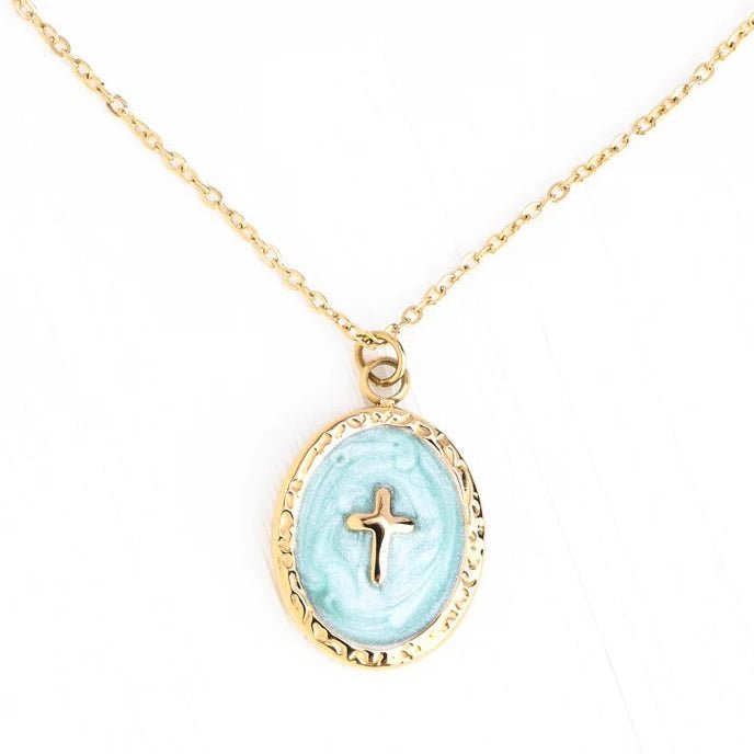 Shine Bright Cross Pendant in Mint - Recetas Fair Trade