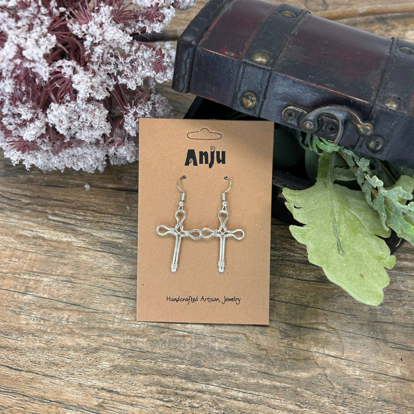 Silver Plated Earrings - Smaller Size Pointed Cross - Recetas Fair Trade