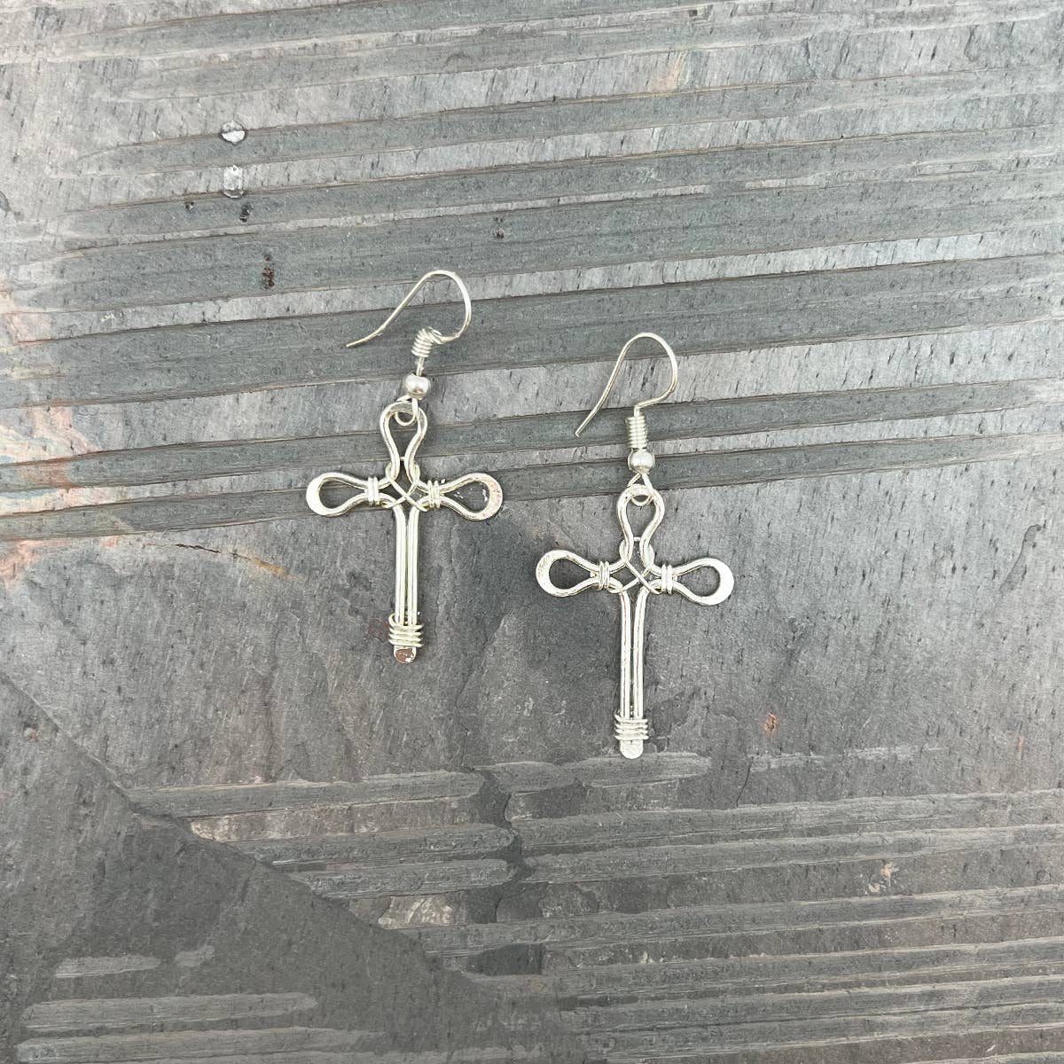 Silver Plated Earrings - Smaller Size Pointed Cross - Recetas Fair Trade