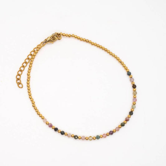 Simple Faceted Stone Anklet - Recetas Fair Trade